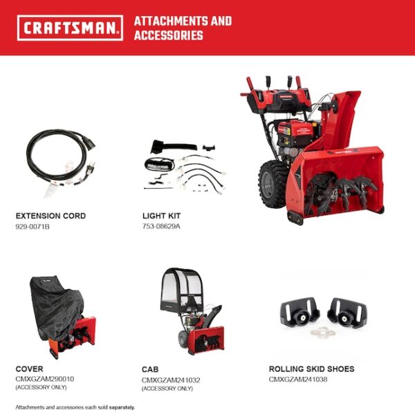 CRAFTSMAN Performance 28 EFI and EGOV 28-in Two-stage Self-propelled Gas Snow Blower - Image 8