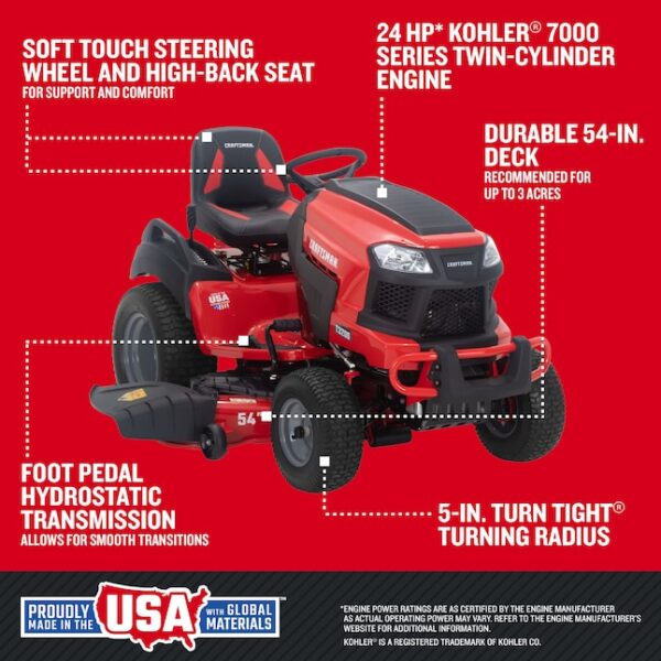 CRAFTSMAN T3200 Turn Tight 54-in 24-HP V-twin Gas Riding Lawn Mower - Image 2