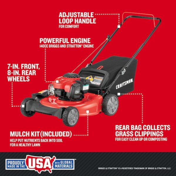 CRAFTSMAN M110 21-in Gas Push Lawn Mower with 140-cc Briggs and Stratton Engine - Image 3