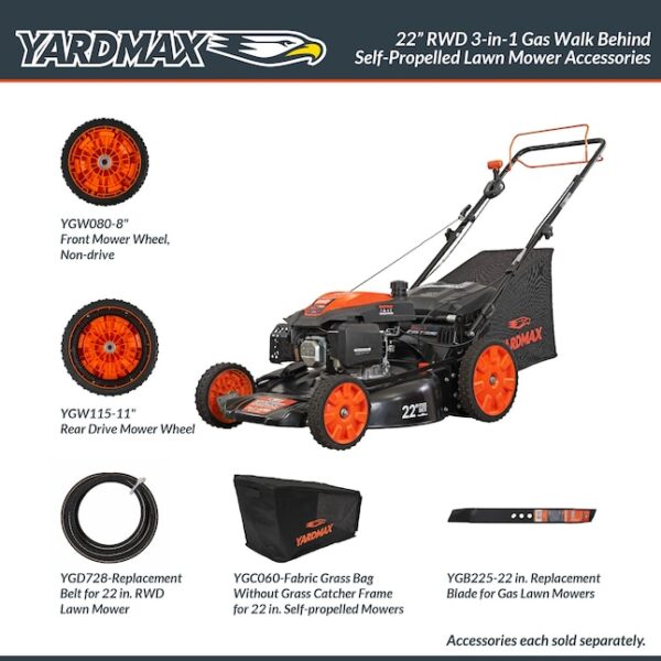 YARDMAX YG2760 22-in Gas Self-propelled Lawn Mower with 201-cc Engine - Image 5