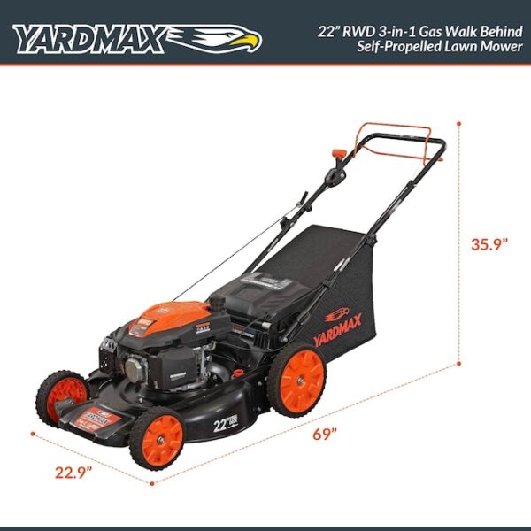 YARDMAX YG2760 22-in Gas Self-propelled Lawn Mower with 201-cc Engine - Image 3