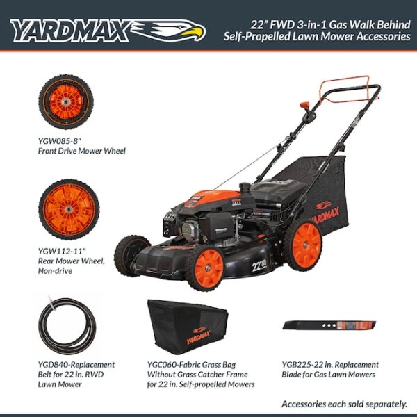 YARDMAX YG2860 22-in Gas Self-propelled Lawn Mower with 201-cc Engine - Image 2